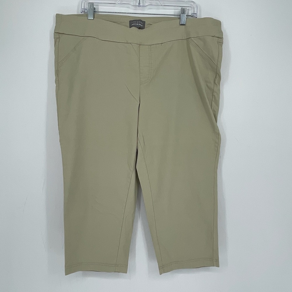 ONE5ONE Women's Khaki Miracle Ab-Shaper Stretch Pull-On Capri Pants Plus Size 3X